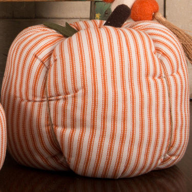 Cream Orange Ticking Pumpkin 8X6 Ornament ONRE0320 - The Fox Decor